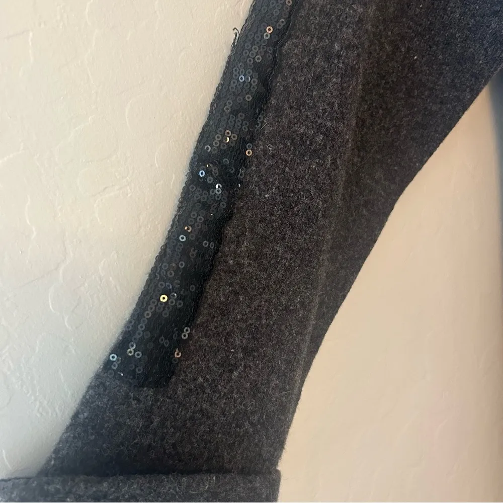 Soft Surroundings black 100% merino wool cardigan sweater coat with sequins med - Image 12