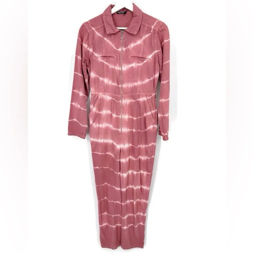 Nasty Gal Good Vibes Only Denim Tie Dye Boilersuit Sz 4‎ - Image 3