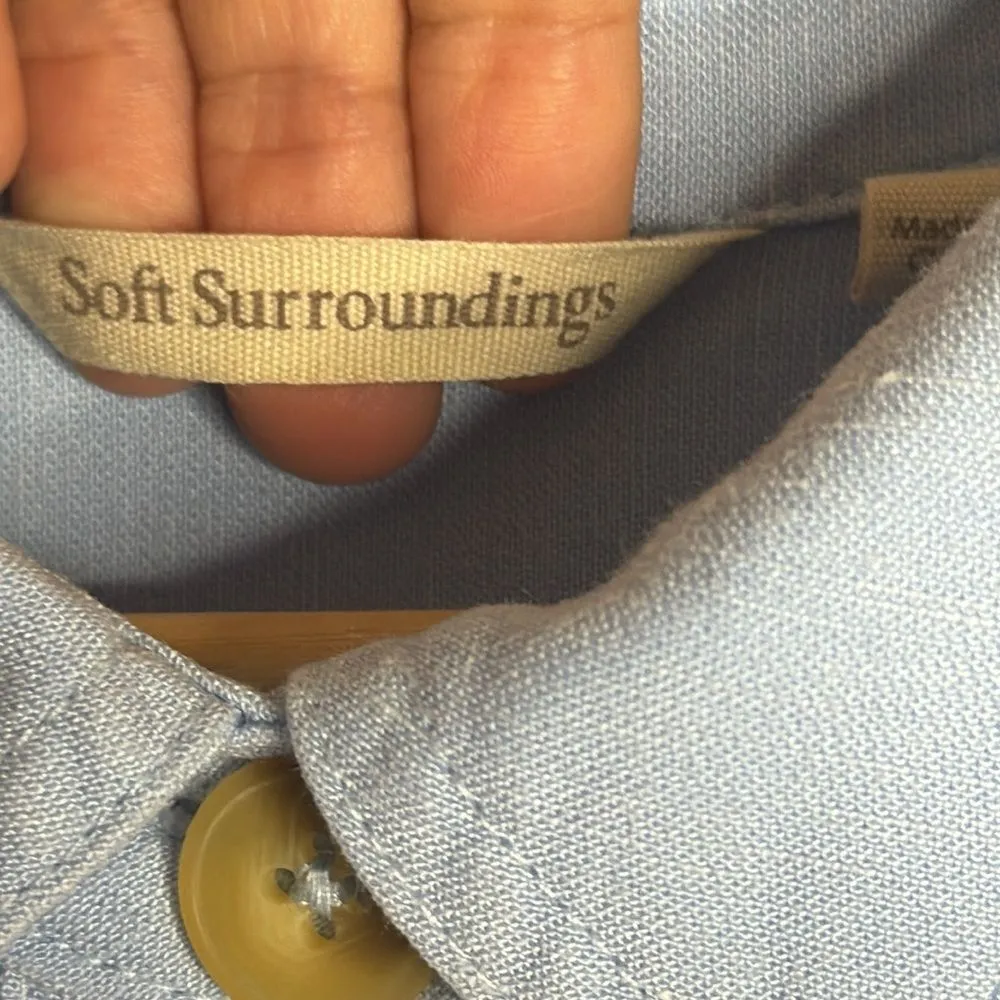 Soft surroundings ladies Kerry jumpsuit linin blend button up cute soft size 10 - Image 7