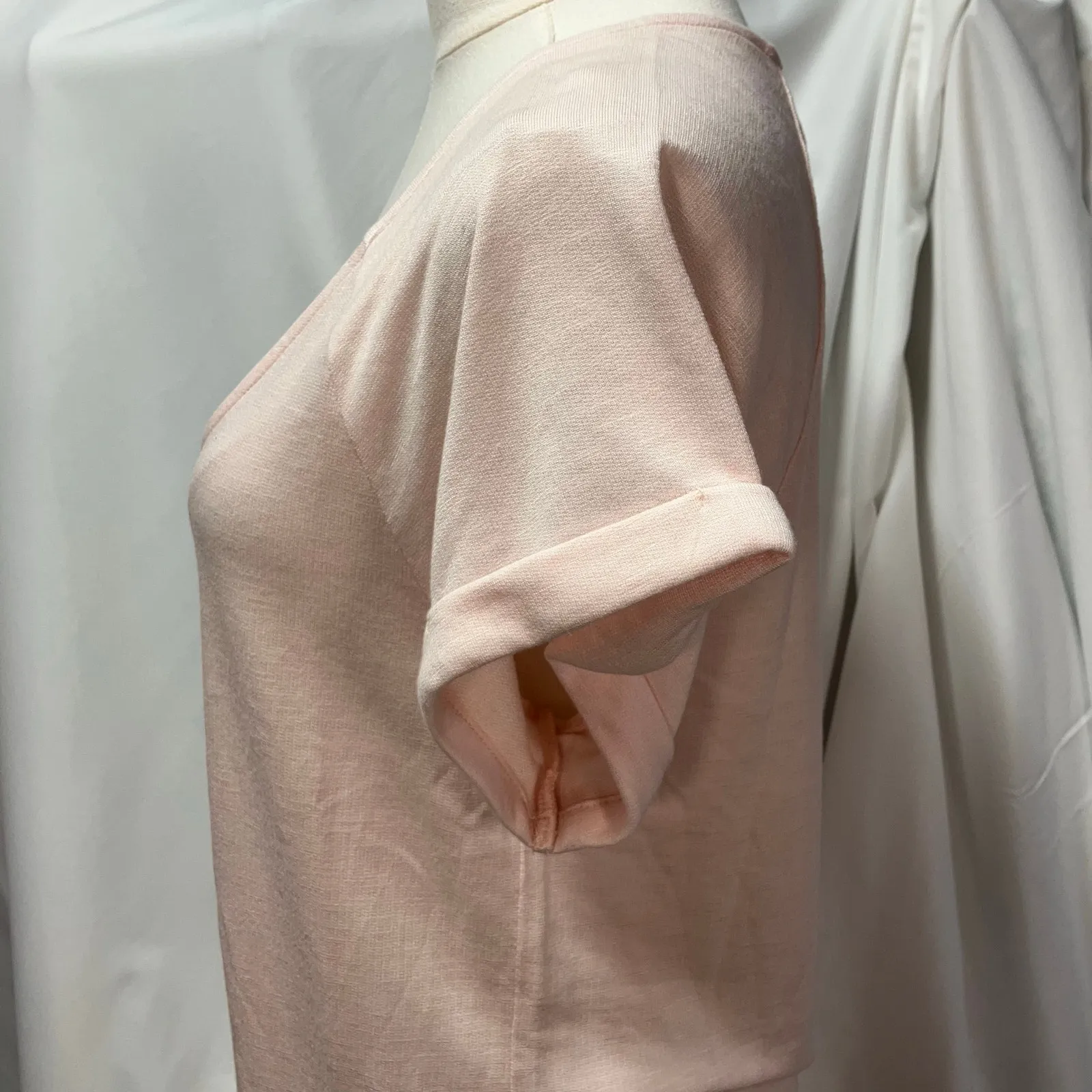 New Lanston Revolve Baby Pink Scoop Neck‎ Tee Dress Womens Medium Swing USA Made - Image 9