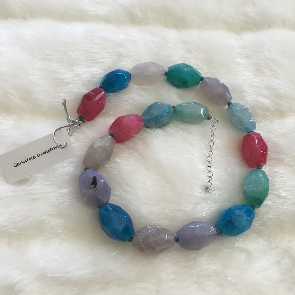 Genuine Agate Precious Stones Chunky Necklace - Image 3