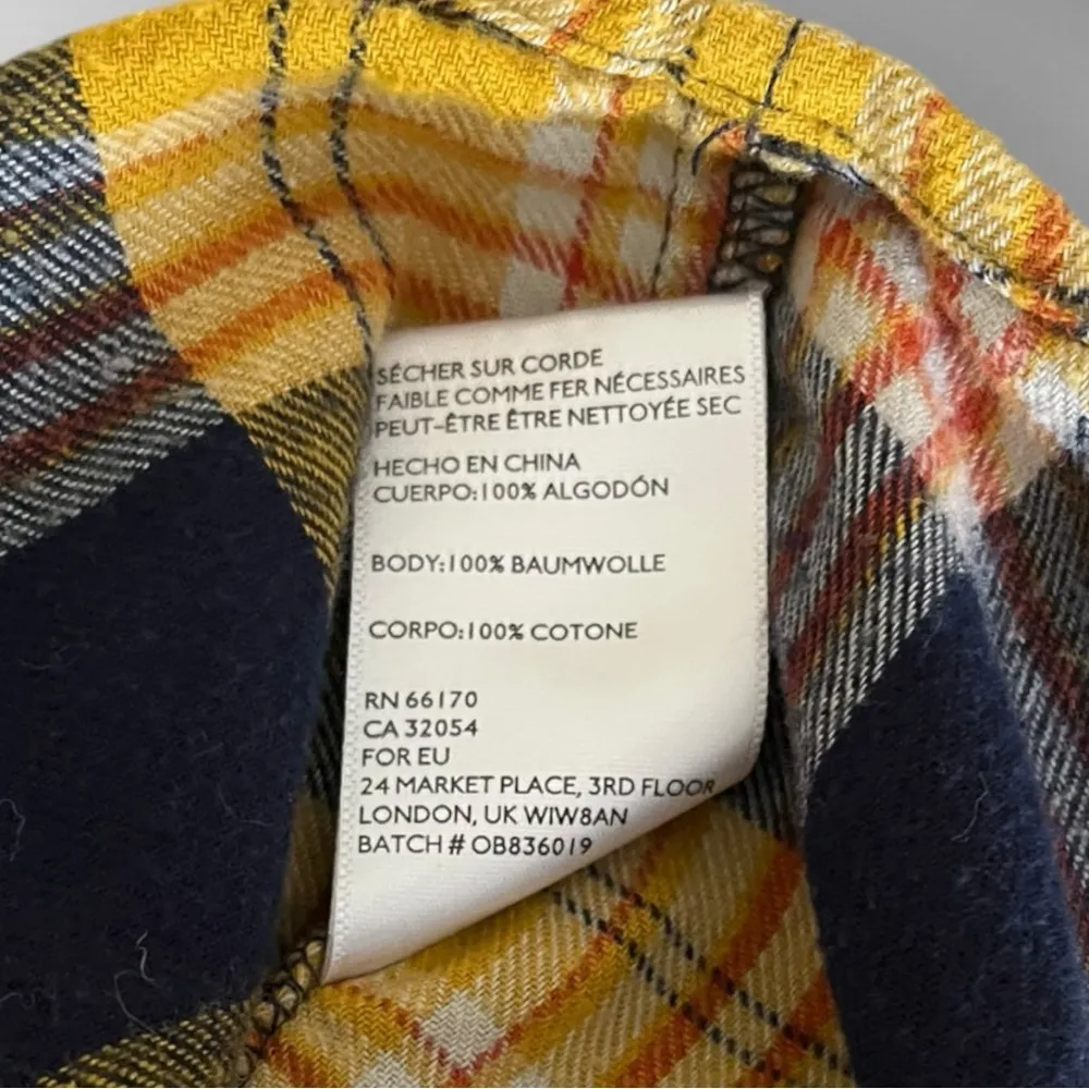 URBAN OUTFITTERS Women's Yellow Navy White Plaid Flannel Shirt XS | EUC - Image 7
