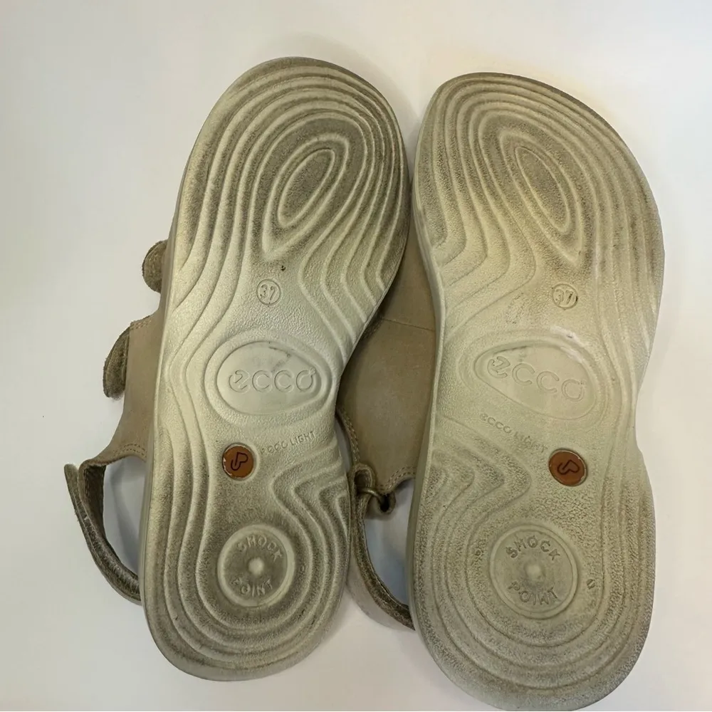 Ecco Women’s Sandals 6.5 37 Leather Nubuck Arch Support Strap Shock Point Beige - Image 10
