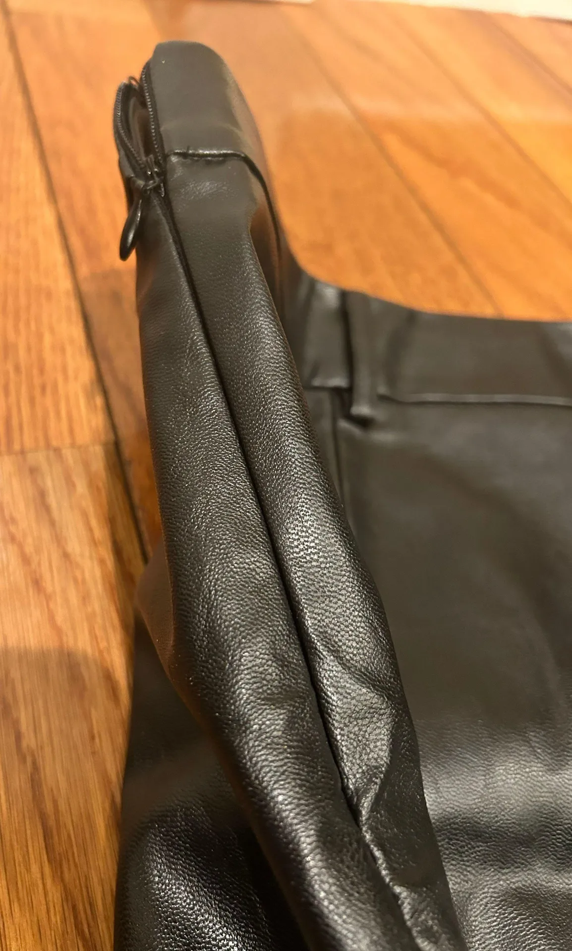 NWOT Sexy High Waist Notch Hem Leather A-Line /two front slits L - Image 7