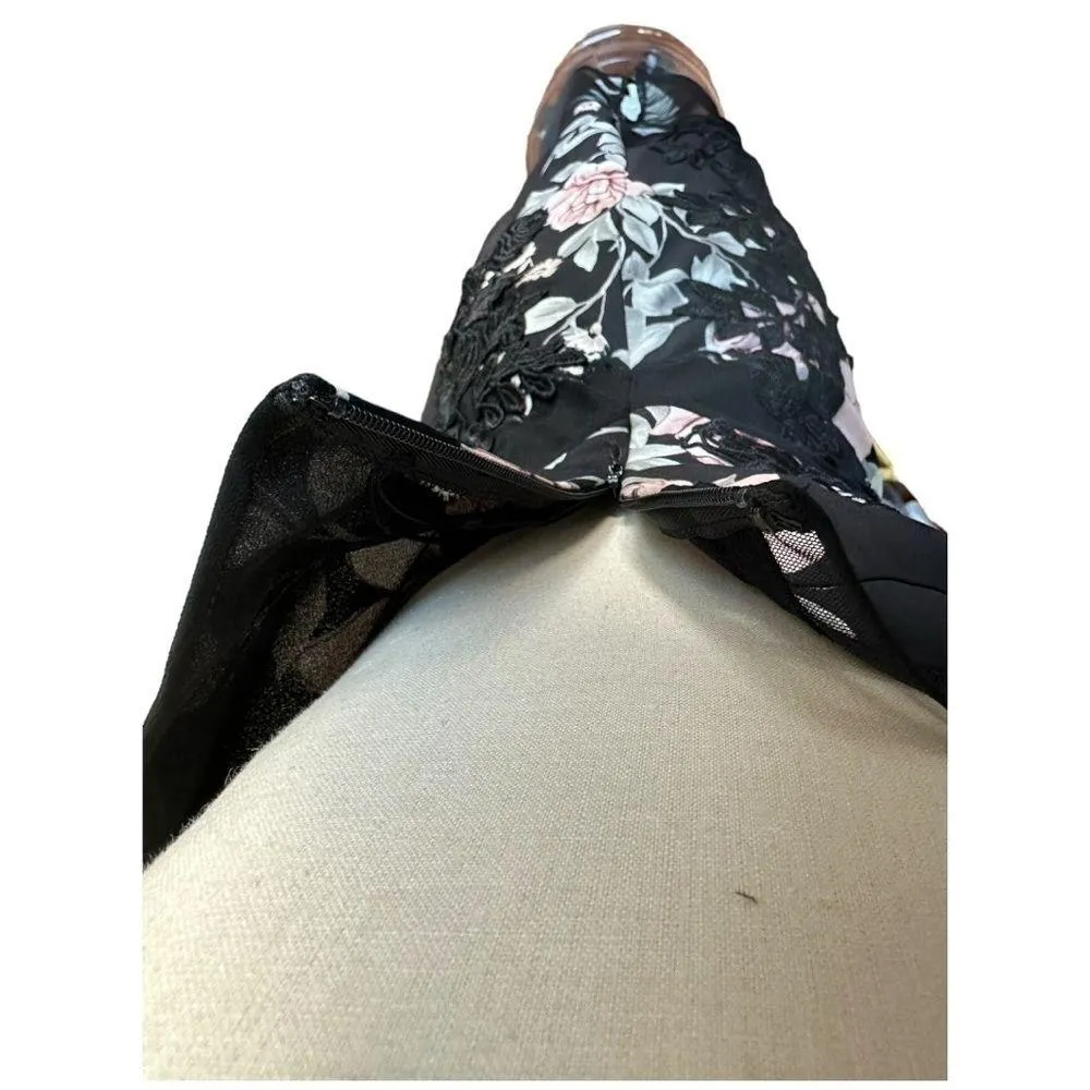 Guess Aluara Women's Black Pink Floral Embroidered Sexy Halter Midi Dress Size 0 - Image 9