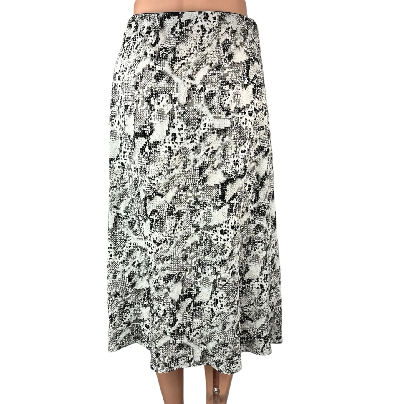 Sanctuary Black White Snakeskin Snake Animal Print Pull On Midi A-line Skirt S - Image 3