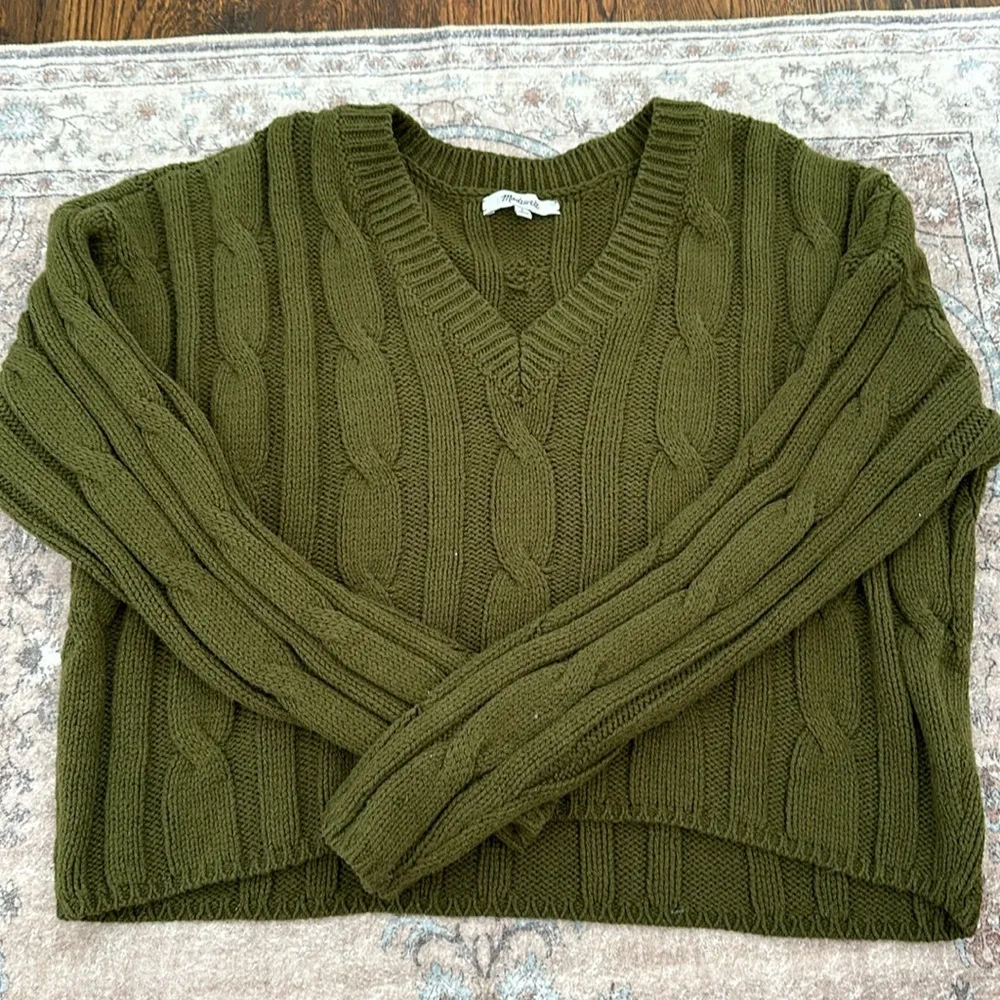 Madewell Green Knit Cropped Sweater - Image 2