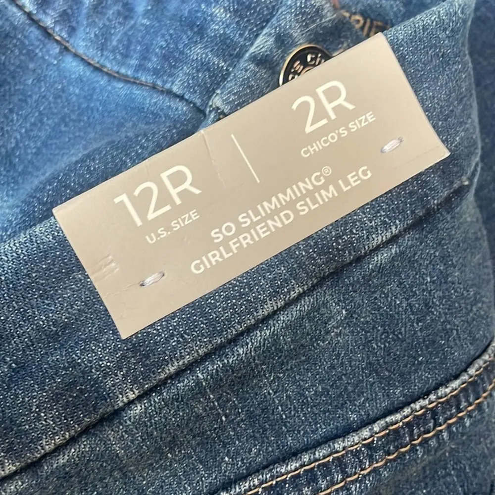 Chico’s Women’s So Slimming Girlfriend Slim Leg Jeans Size 12R / Chico’s 2R New - Image 4