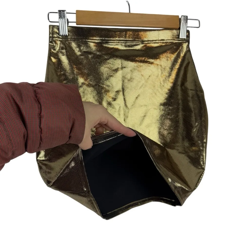 Blackmilk Liquid Gold Mini Skirt Size Medium Retro Foil Metallic Clubwear - Image 6