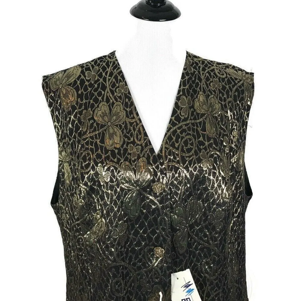 Givenchy Statement Vest Metallic Gold Plus‎ Size 20W Formal Textured Maxamalist - Image 6