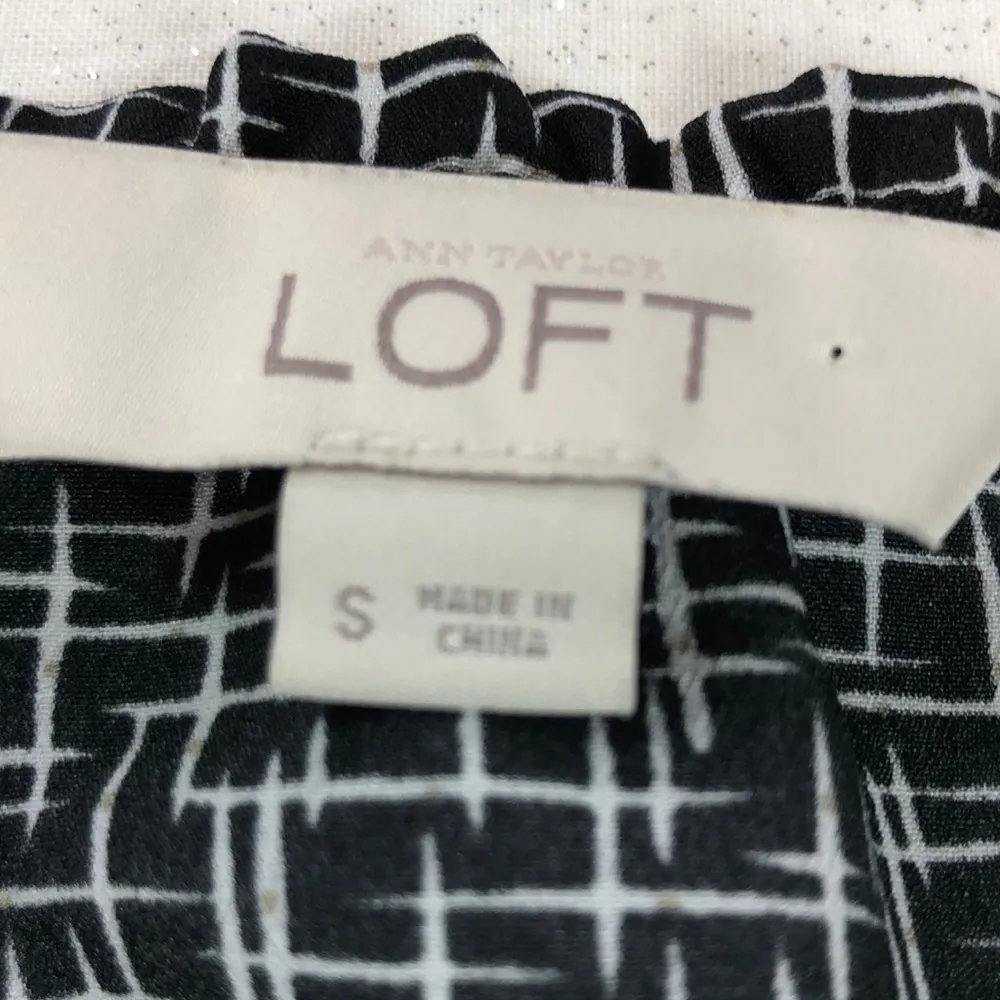 LOFT Black and White Pattern Blouse S Oversized - Image 3