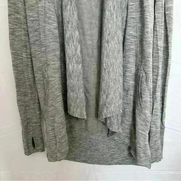 Athleta Open Cardigan Sweater Womens Sz XXS Gray Modal Blend Pockets Thumbholes‎ - Image 5