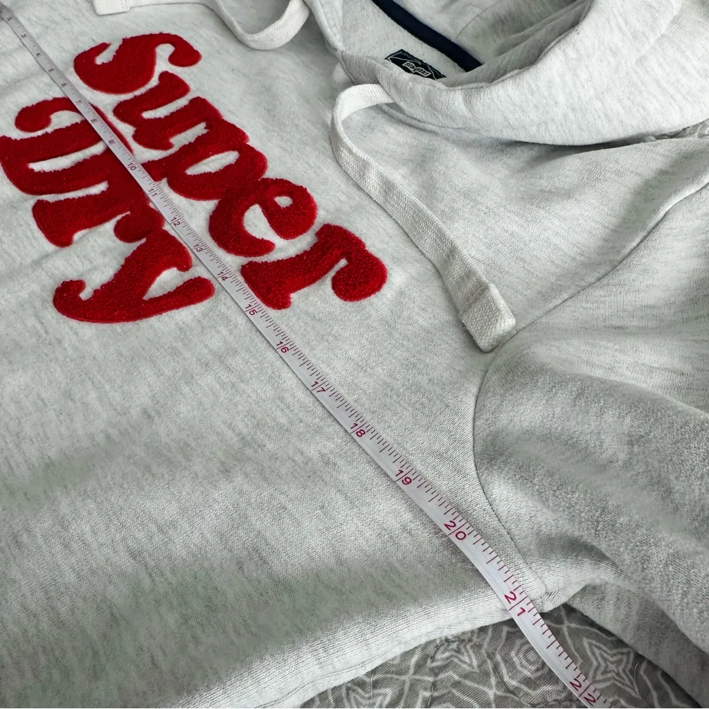 Superdry Vintage Cooper Classic Gray Hoodie Sweatshirt Red Logo Women’s Size 6 - Image 10