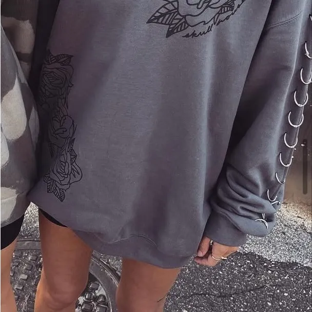 Skull House Designs Pierced Crewneck Gray Size M - Image 3