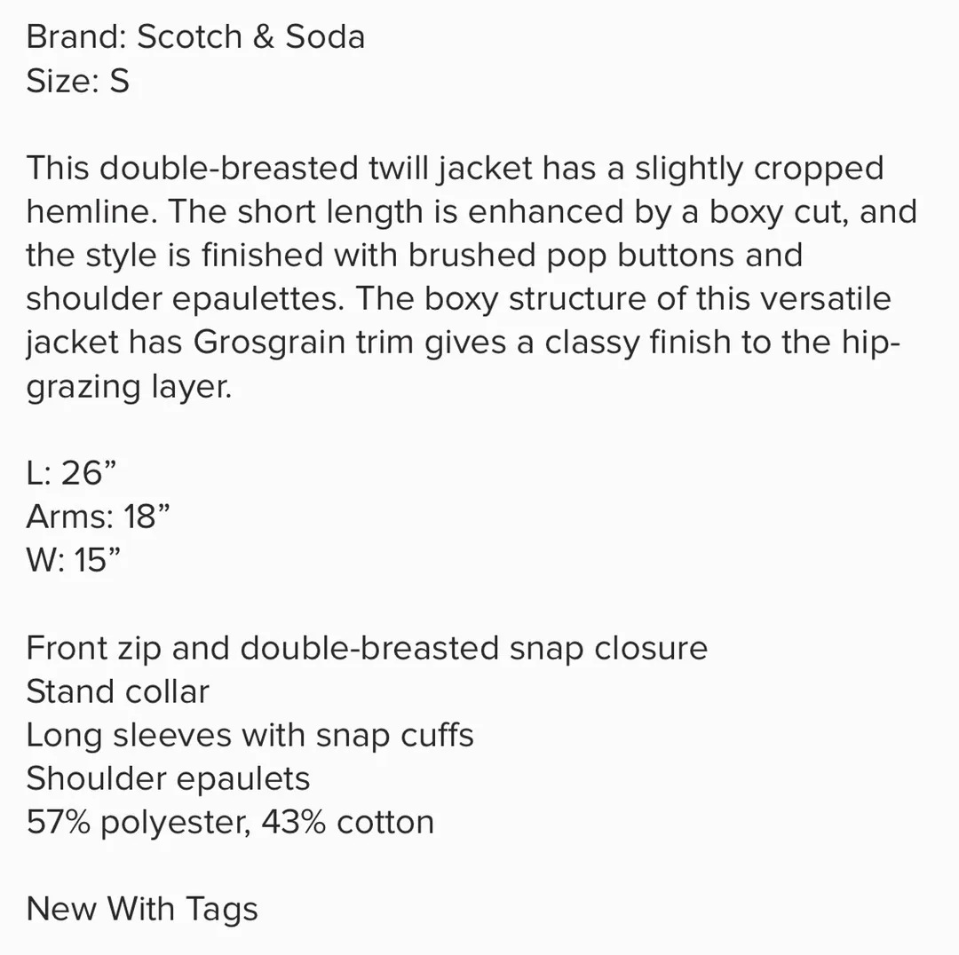 Scotch & Soda Box Double Breasted Jacket - sz S - Image 3