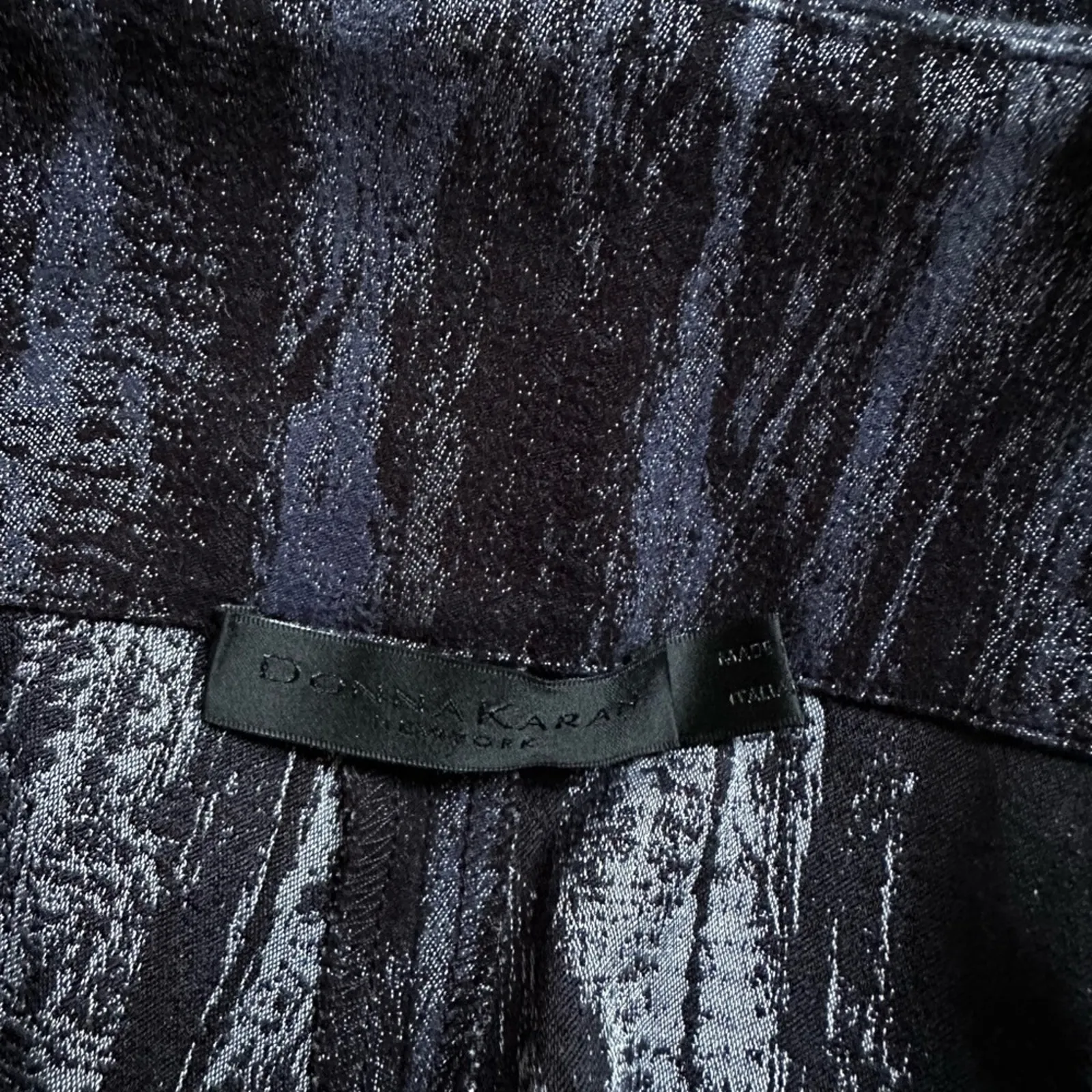 Donna Karan Stretchy Pants Pullon Artsy Abstract Blue Black Y2K City Chic - Image 6