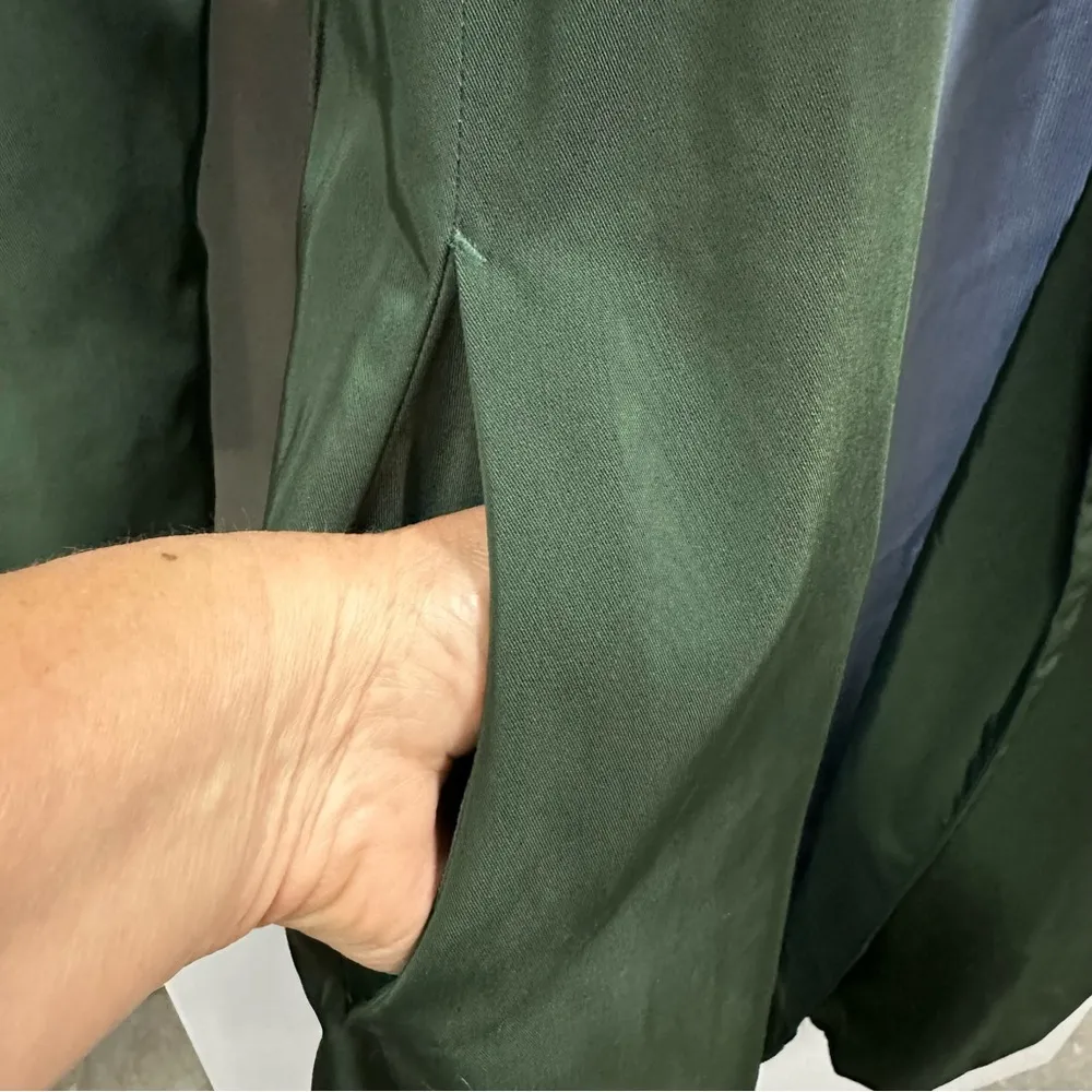 Zara Basic Green Belted Open Front Trench Coat with Pockets Womens XS - Image 11