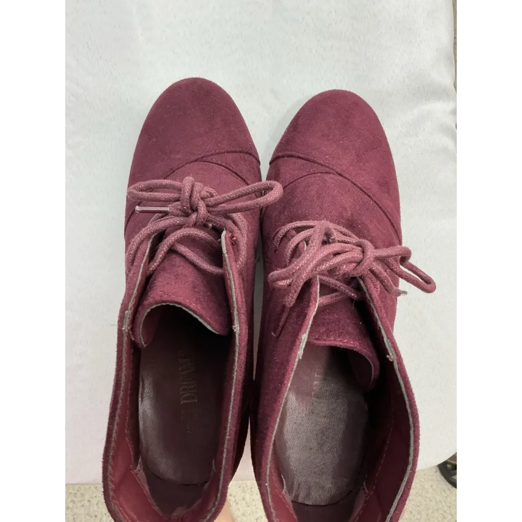 Womans Dream Pairs Tomson Bootie 9 Maroon Lace Up Wedge Heel - Image 6