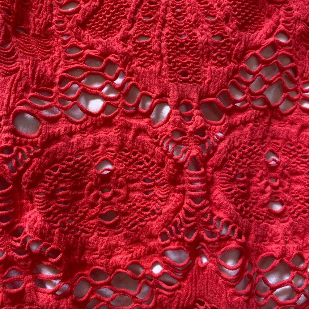 Intimately FREE PEOPLE Orange/Pink Stretch Lace Body Con Mini Dress - XS/S - Image 4