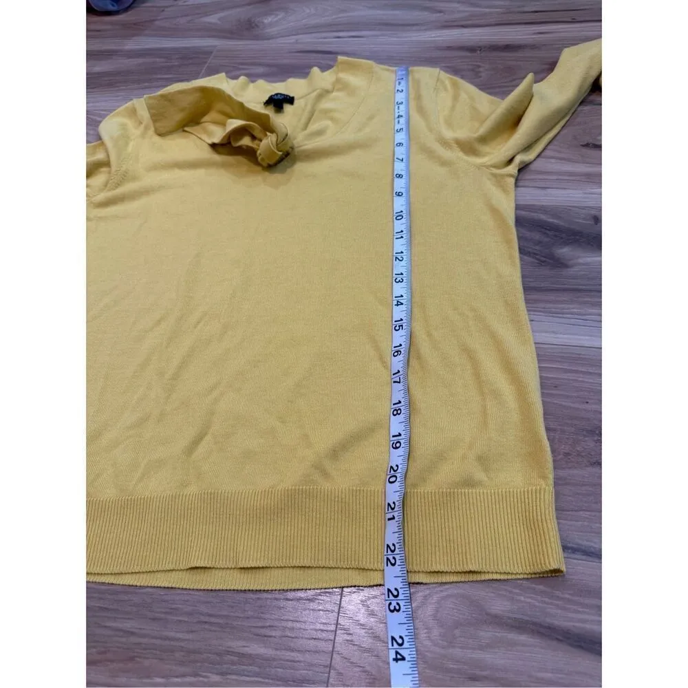 Talbots Mustard Yellow Tie Neck Sweater Women Top Blouse sz Large Petite - Image 6
