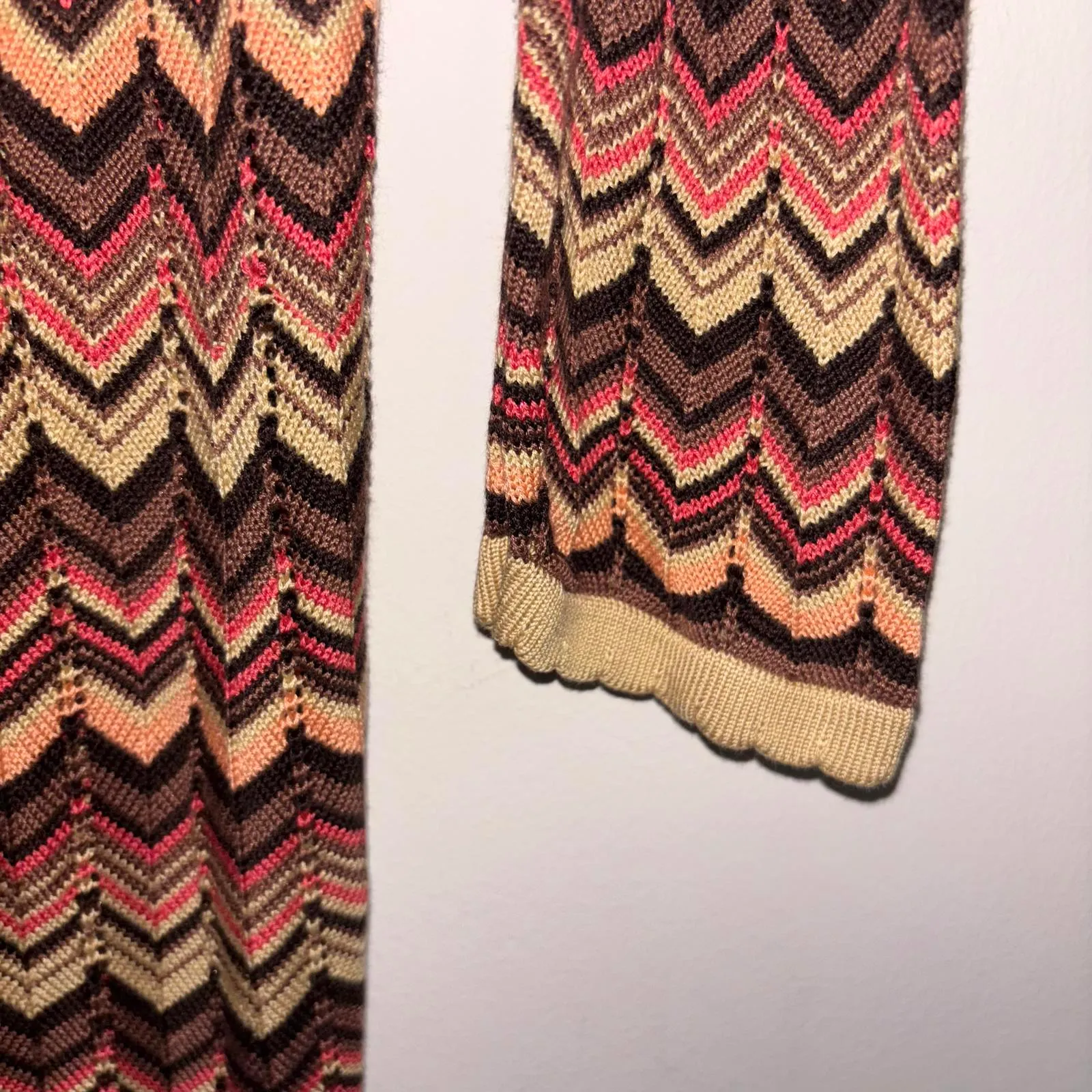 Vintage Laura Ashley Petites Silk Blend Chevron Open Front Cardigan Duster - Image 5