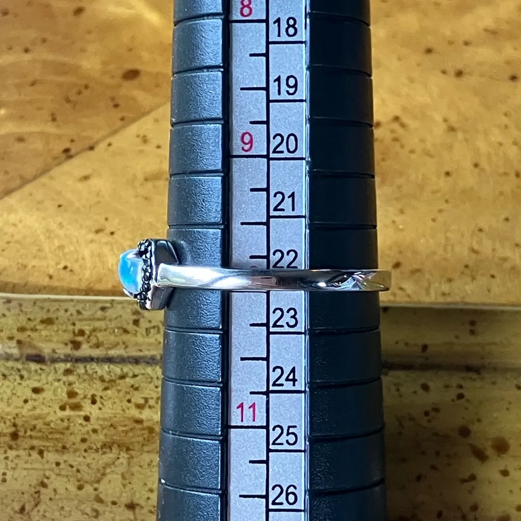 Ethiopian Opal Black Spinel Sterling Silver Heart Ring Size 10 - Image 9