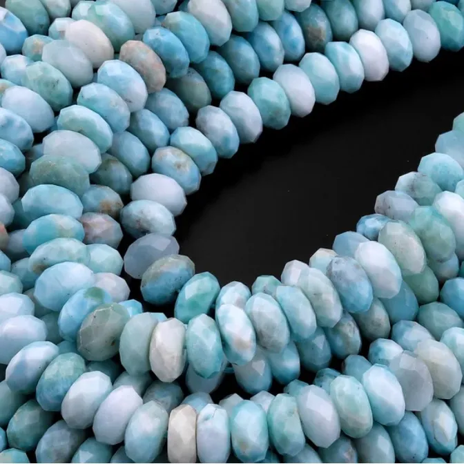 Larimar & Peruvian Pink Opal Faceted Beaded Bracelet handmade in Maui - Image 8