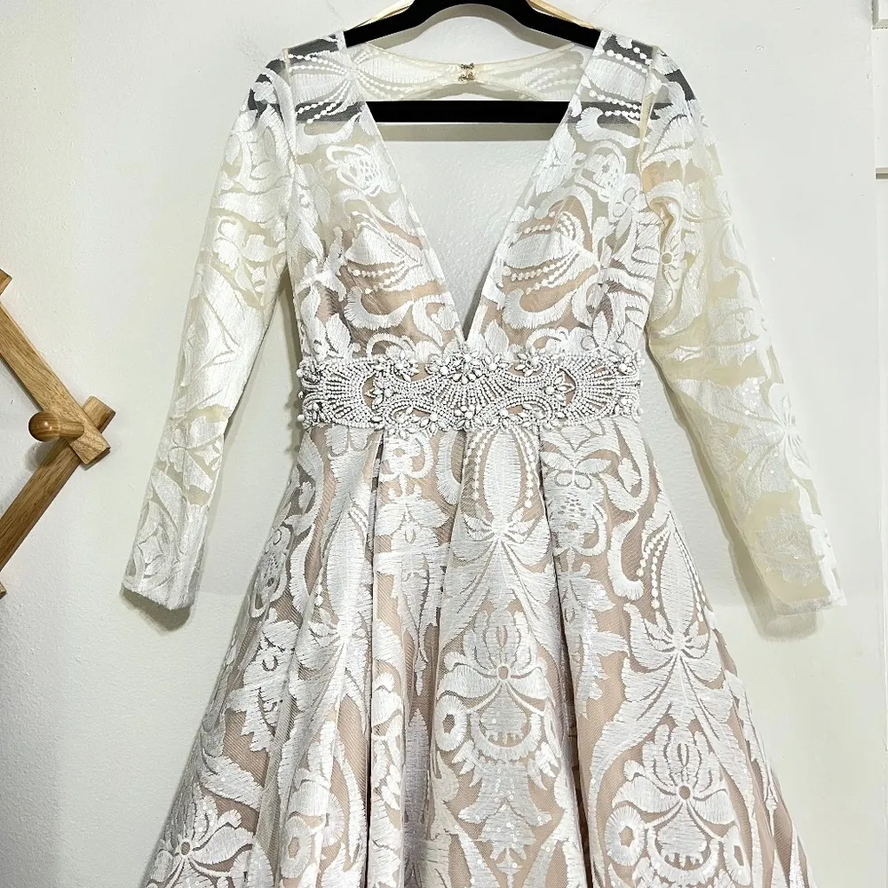 Mac Duggal 66334 Sequin Deep V-Neck Beaded Waistband Ballgown - Image 3