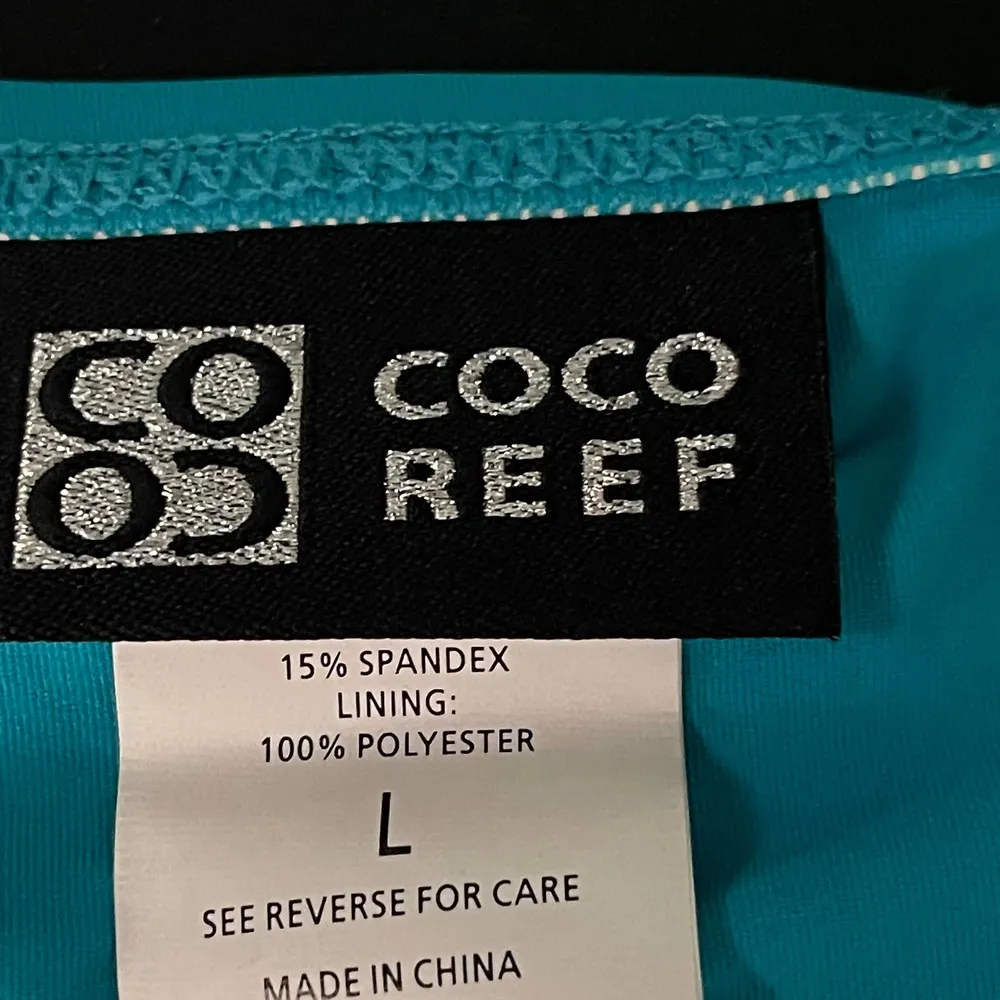 COCO REEF BLUE HIGH WAISTED STRETCH BIKINI BOTTOM LARGE - Image 3