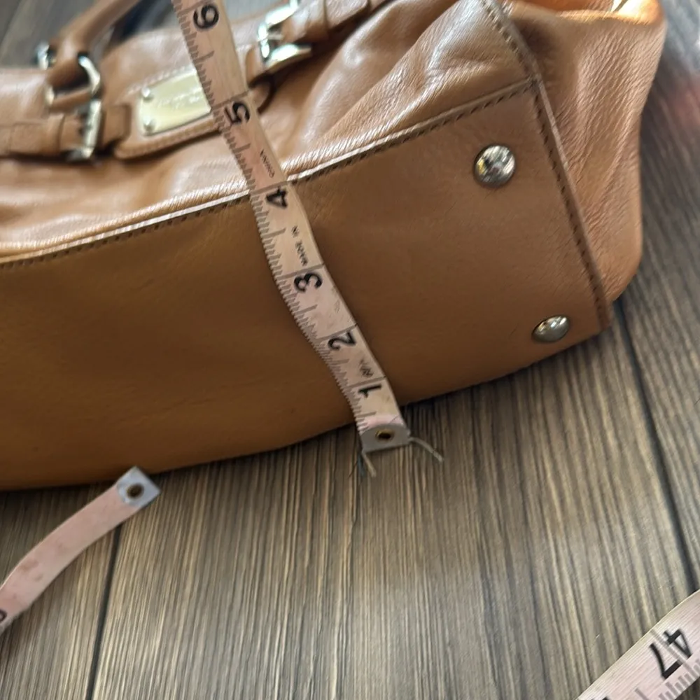 Michael Kors XL Hamilton Crossbody satchel Handbag tan pebble Leather chain - Image 14