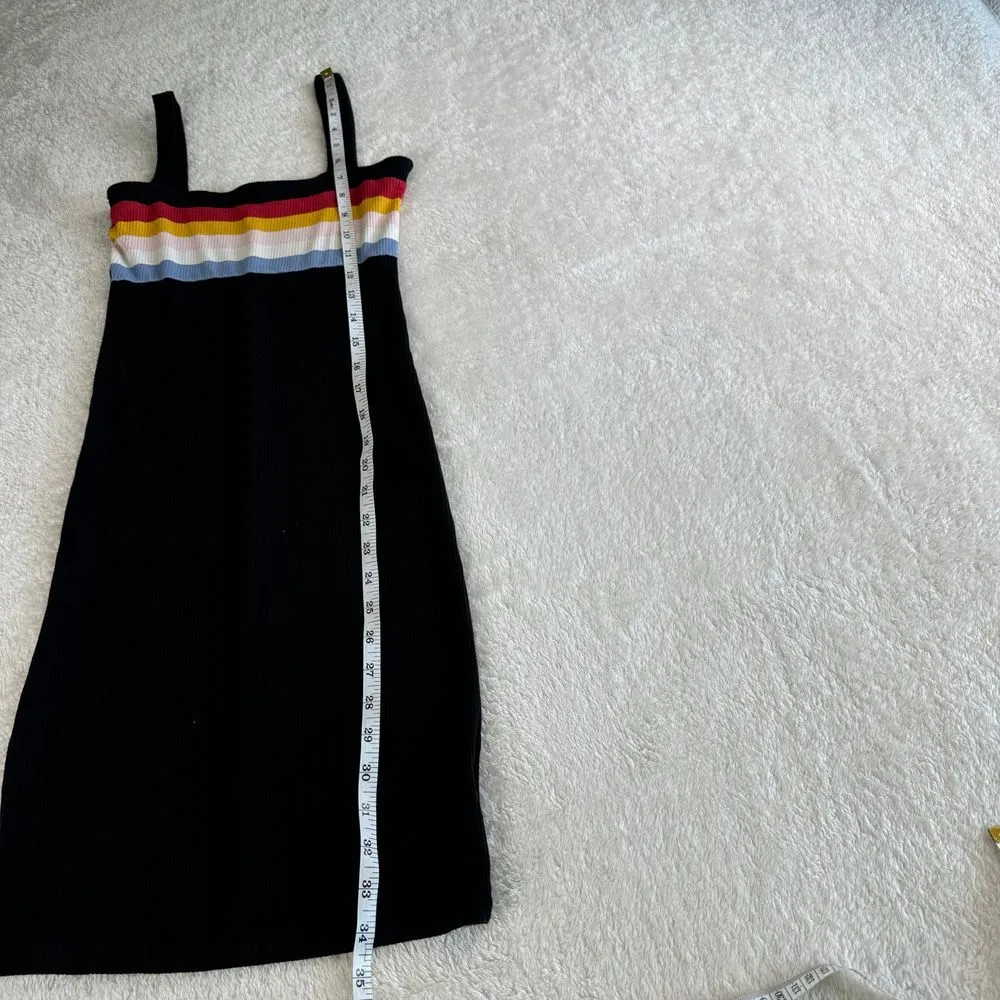 Aeropostale Seriously Soft Bodycon Dress Womens XS Black Rainbow Stripe Slim Fit - Image 10