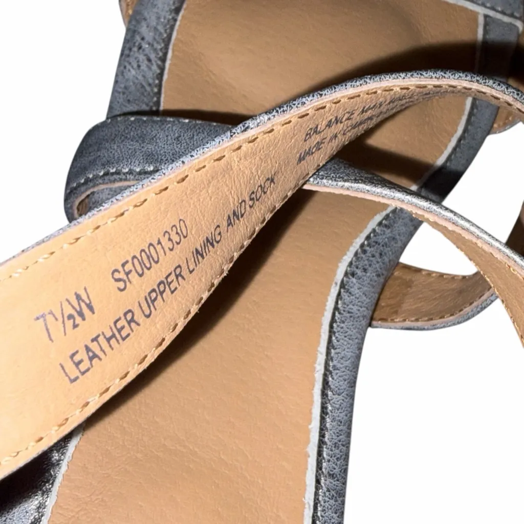 NEW Sofft Innis Silver Steel Metallic Wedge Sandals Shoes size 7.5 Wide - Image 8