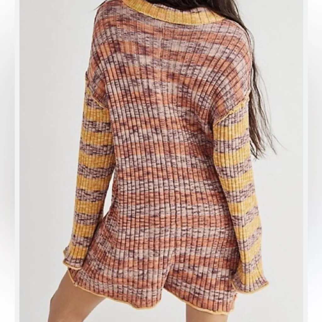 Free People romper shorts Wendy Ribbed knit sweater long sleeve - Image 2