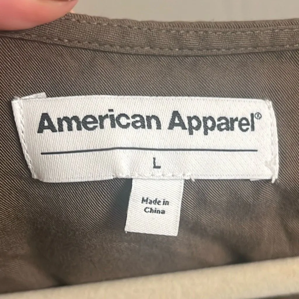 ✨American Apparel Womens Viscose 3/4 Sleeve Crossfront Army Sz Large Romper✨ - Image 8