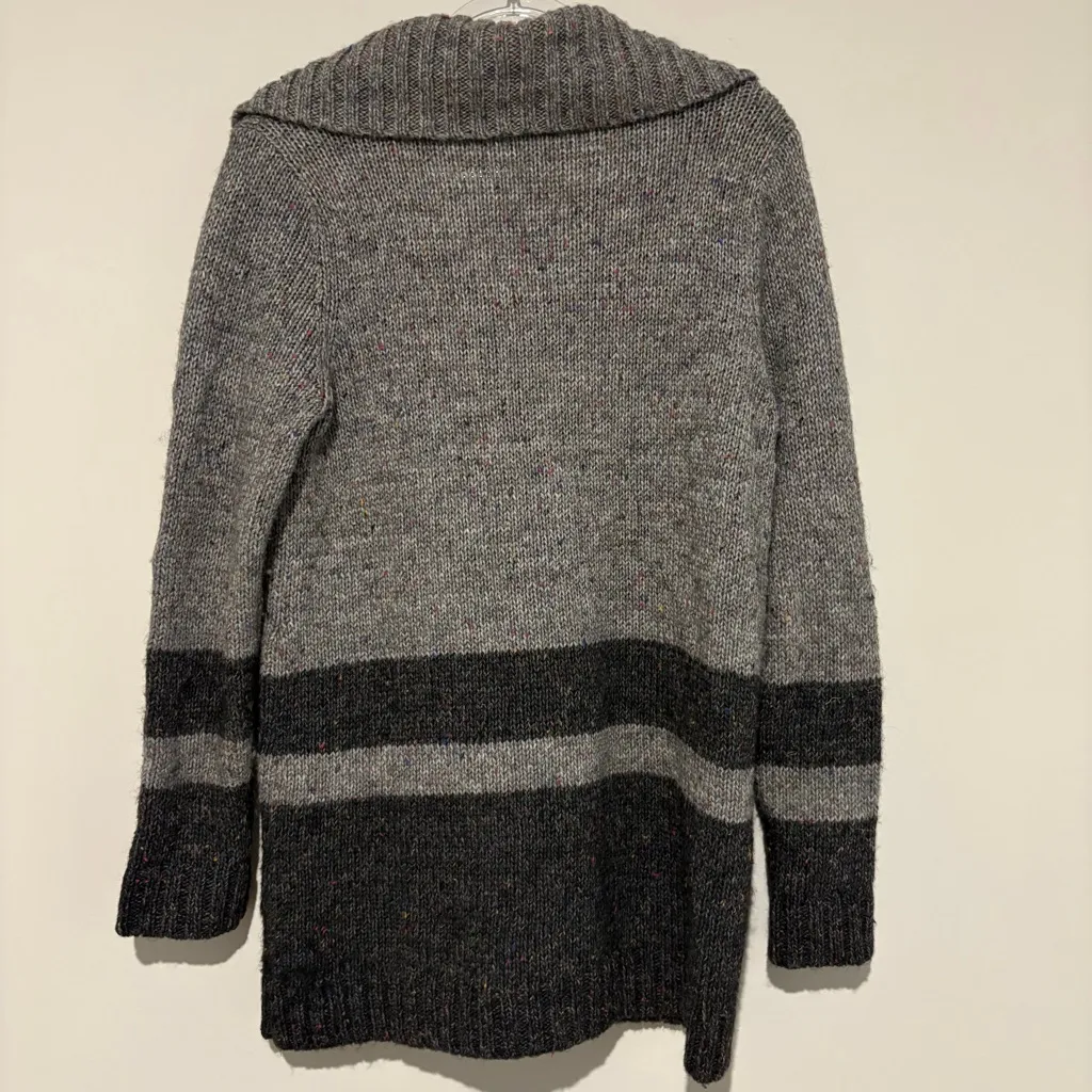 Talbots Striped Wool‎ marled Blend Long Button Down Cardigan sweater Size Medium - Image 2