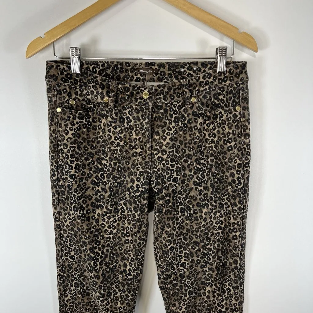 J. McLaughlin Women's Size 8‎ Skinny Cheetah Print Mid Rise Stretch Jeans - Image 3