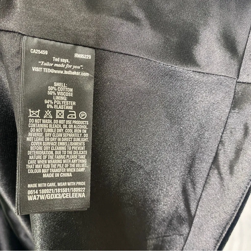 Ted Baker Celeena Embellished Queen Bee Velvet Skater Dress Ruffle size 3 (US 8) - Image 11