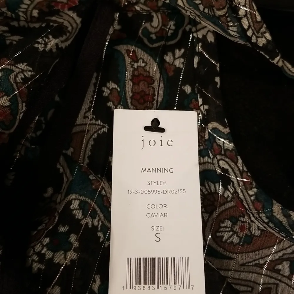 💕JOIE💕 Manning Long Sleeve Dress ~ Caviar Black Paisley Print Small S NWT - Image 15