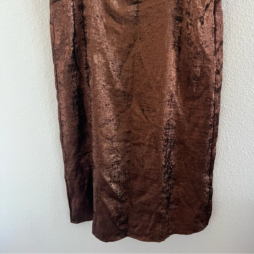 A New Day Metallic Slip Style Dress Bronze and Black XS - Image 3
