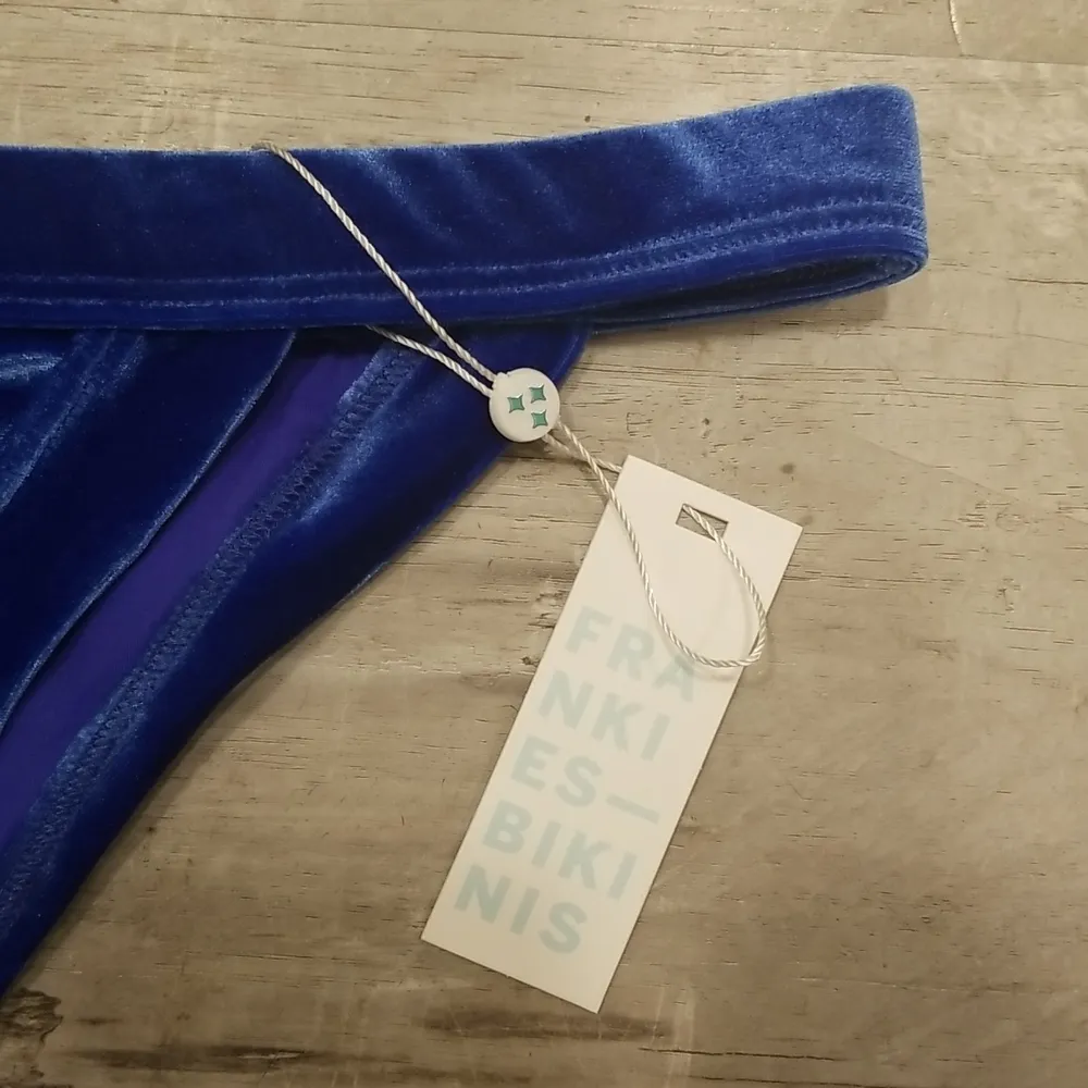 💕FRANKIE'S💕 Cole Velvet Bikini (Scoop Top + Cheeky Bottom) Pacific Blue L NWT - Image 8