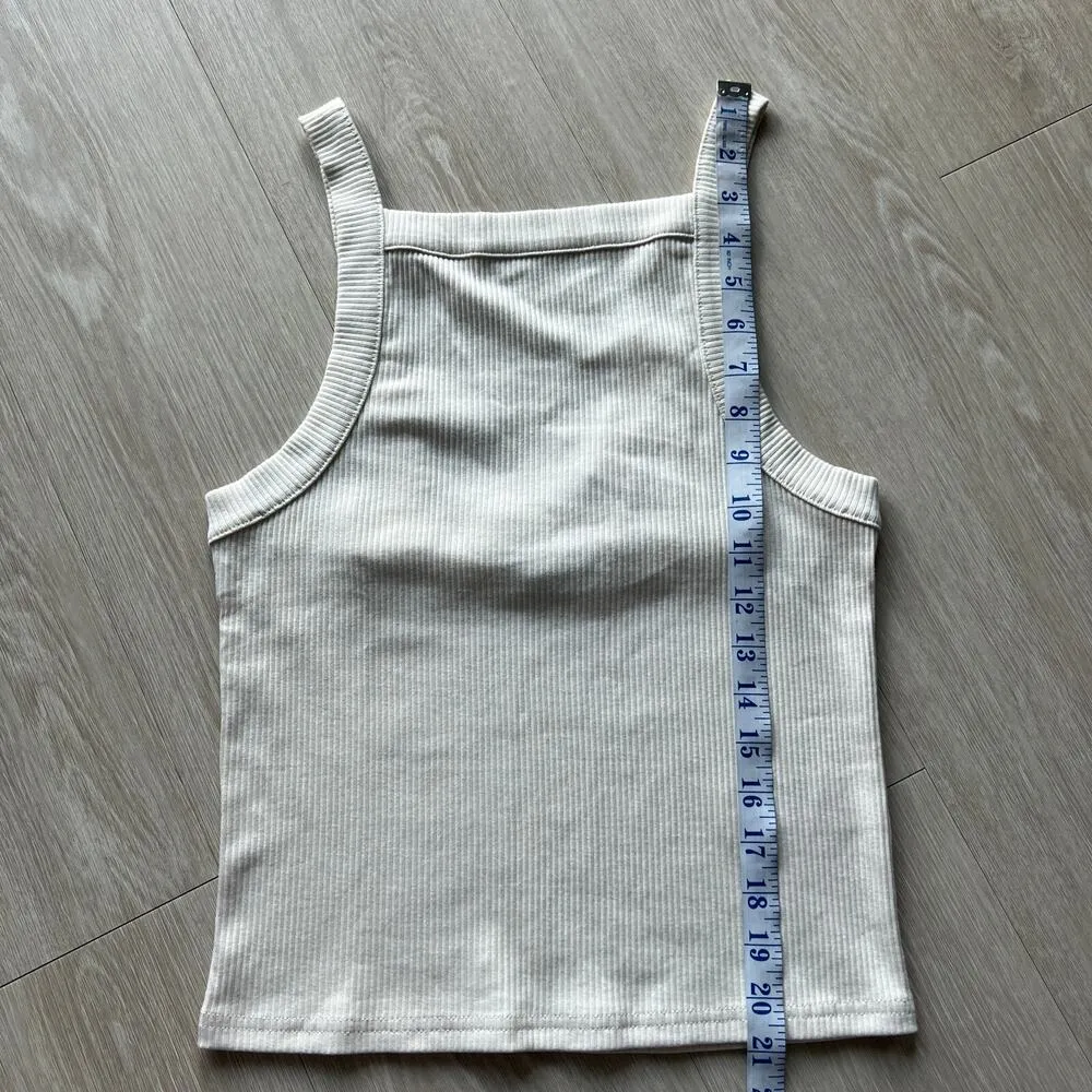 J Crew Vintage Rib Wide Strap Tank Top Womens Medium Natural - Image 5