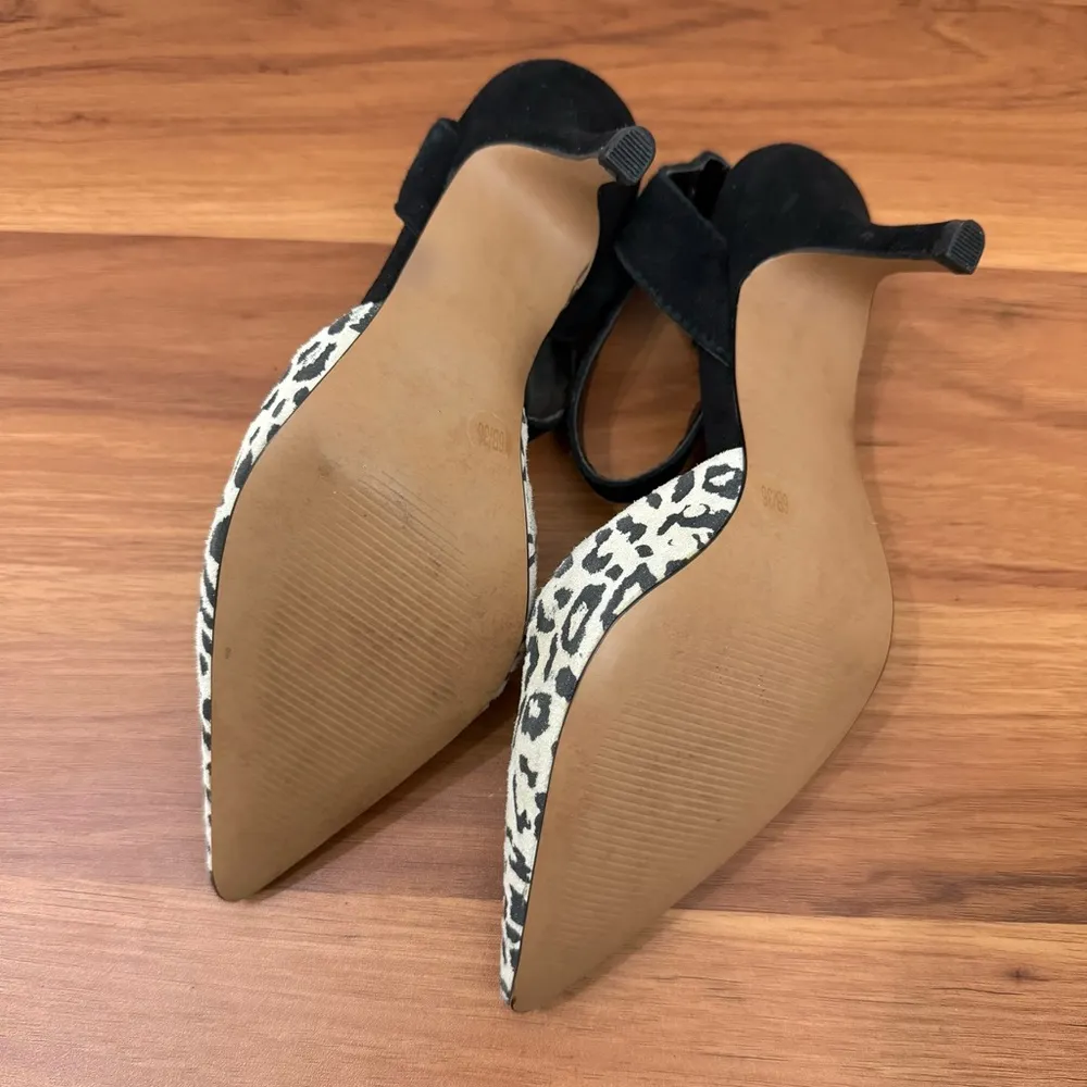 SOLE SOCIETY Olyvia Cheetah Suede Pointed Toe Ankle Strap Kitten Pumps Size 6 - Image 7