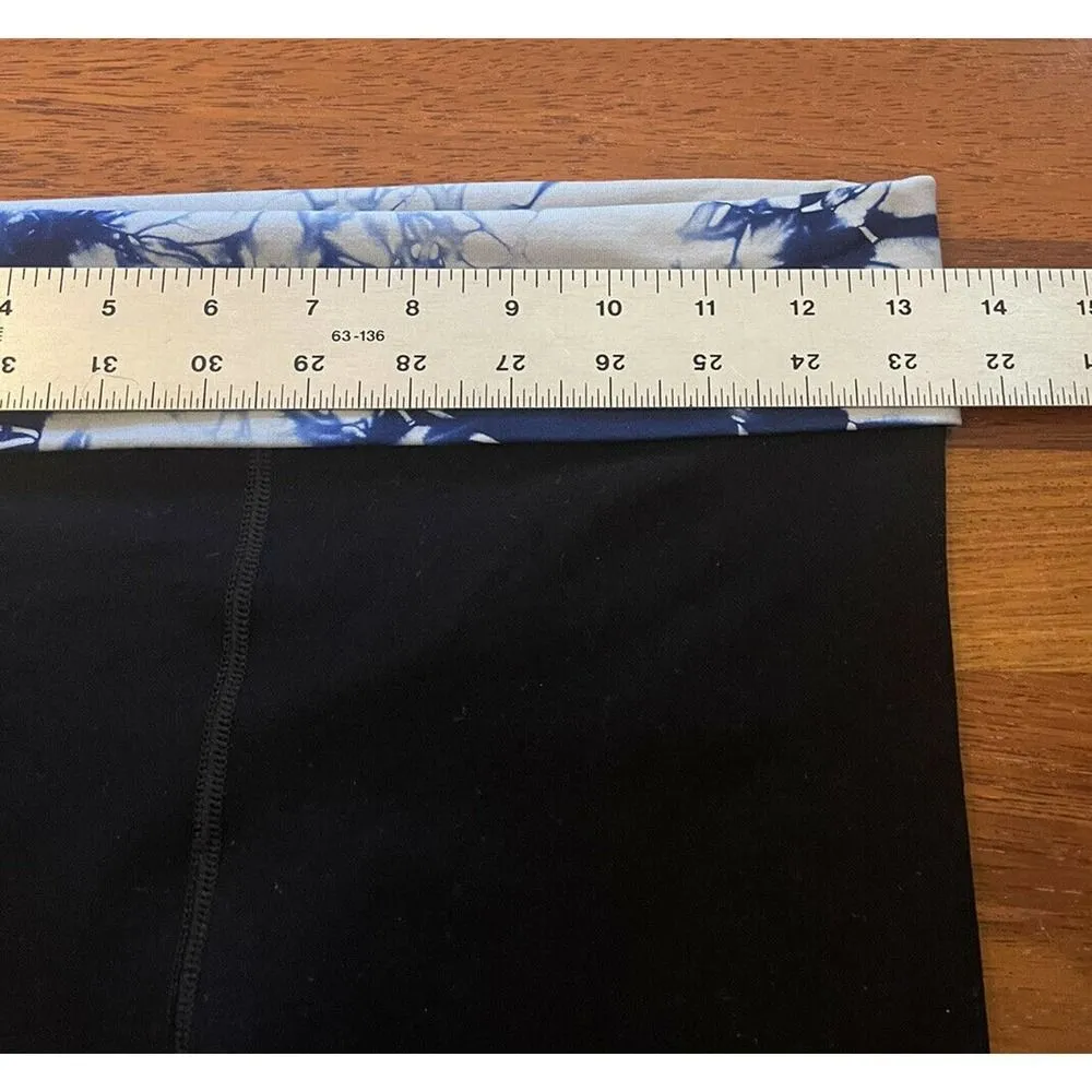 NIKIBIKI Sports Women’s Sz. S/M Black Crop Capri Leggings Blue TieDye Waistband - Image 4