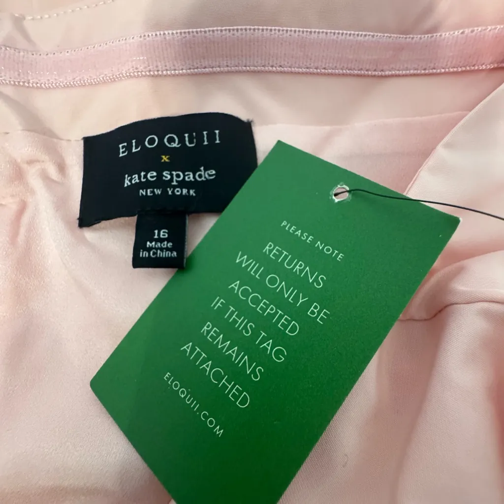 ELOQUII x kate spade Bow Detail Flare Mini Dress Pink Party Wedding NWT Size 16 - Image 8