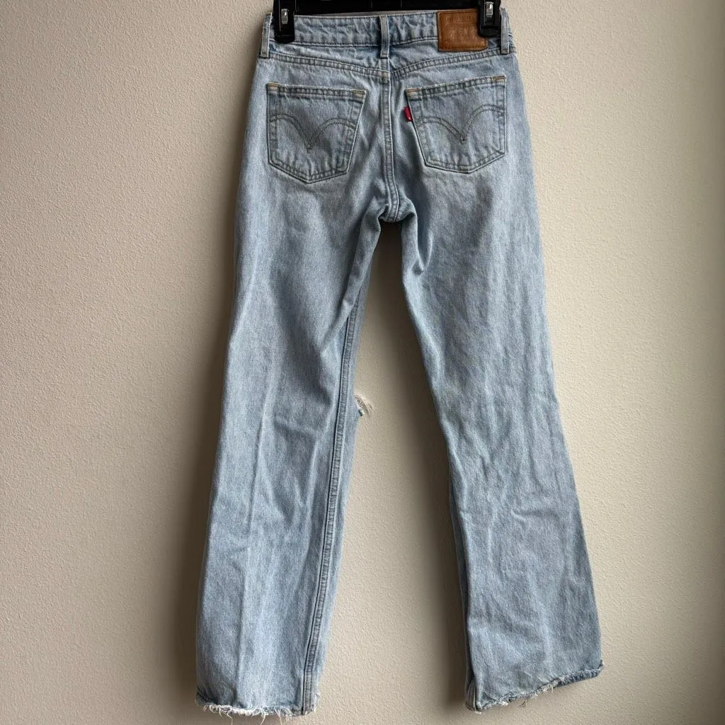 Levi's Premium Low Loose Baggy Blue Wash Denim Wide Leg Jeans Women's Size 23 - Image 5