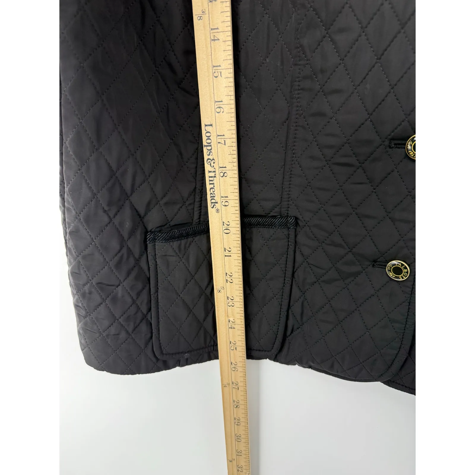 Talbots Quilted Button Front Vest Black Corduroy Collar 1X Equestrian Preppy - Image 6