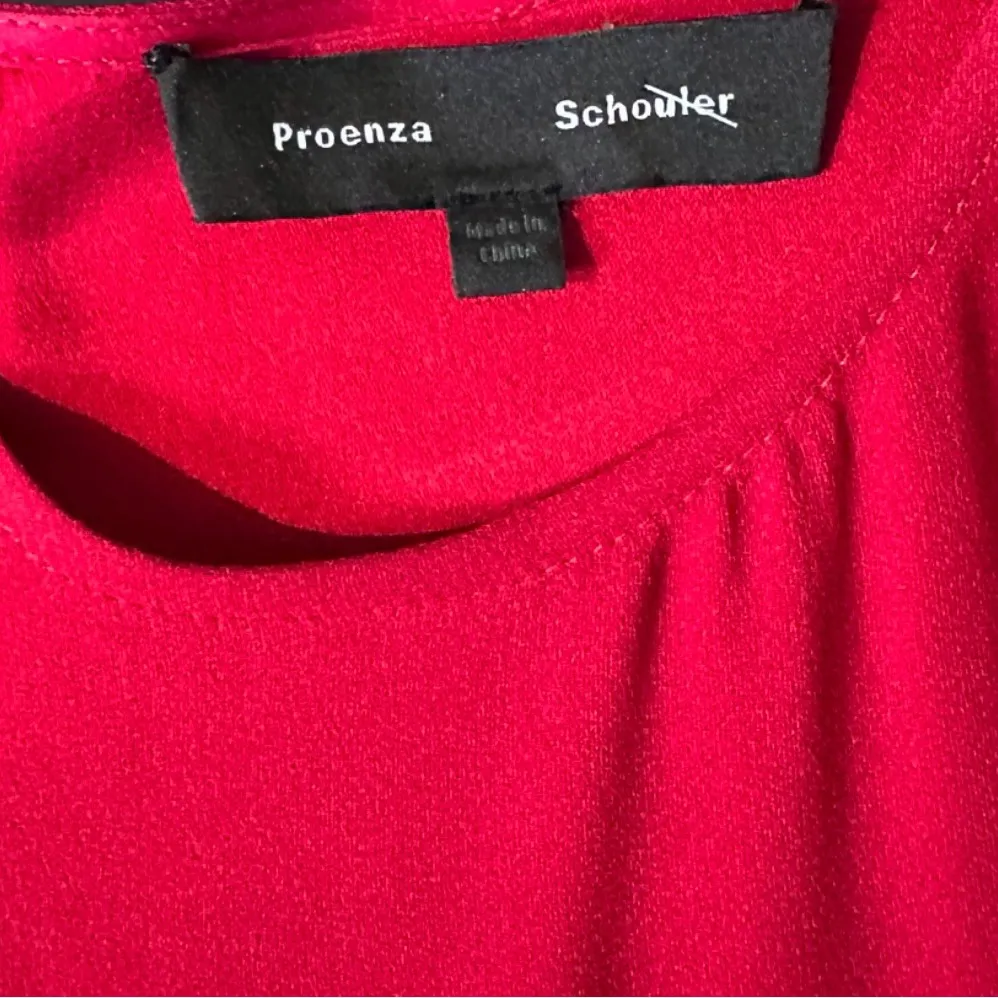 Proenza Schouler Women's Deep Red Cold Shoulder Long Sleeve Blouse Size 6 - Image 9