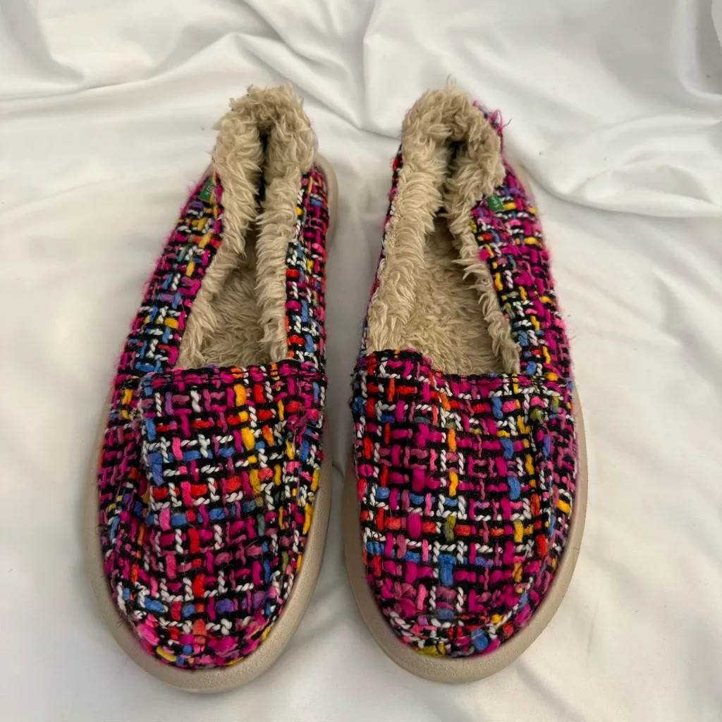 NWOT Sanuk Shor-Knitty Faux Shearling Lined Tweed Slip-on Shoes - Image 3