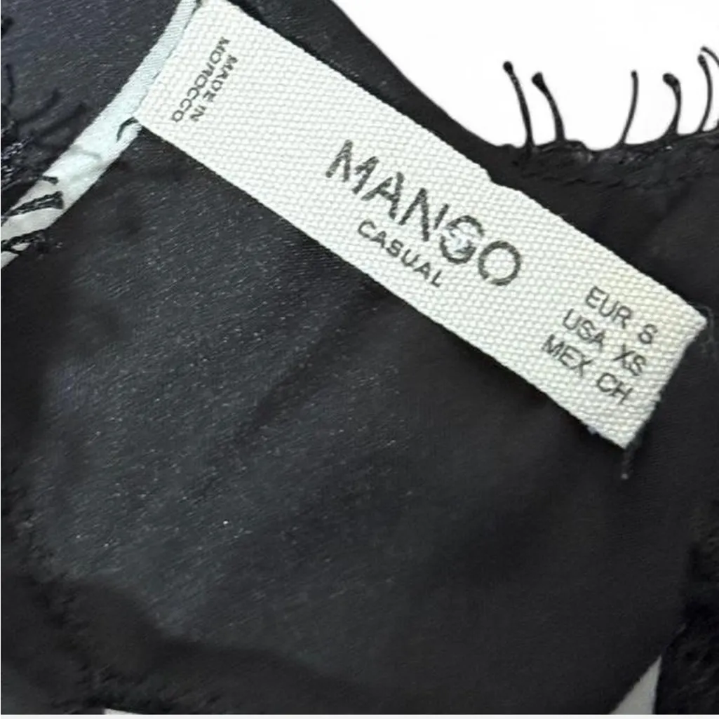 Mango Black and White Striped Lace Chemise - Image 4