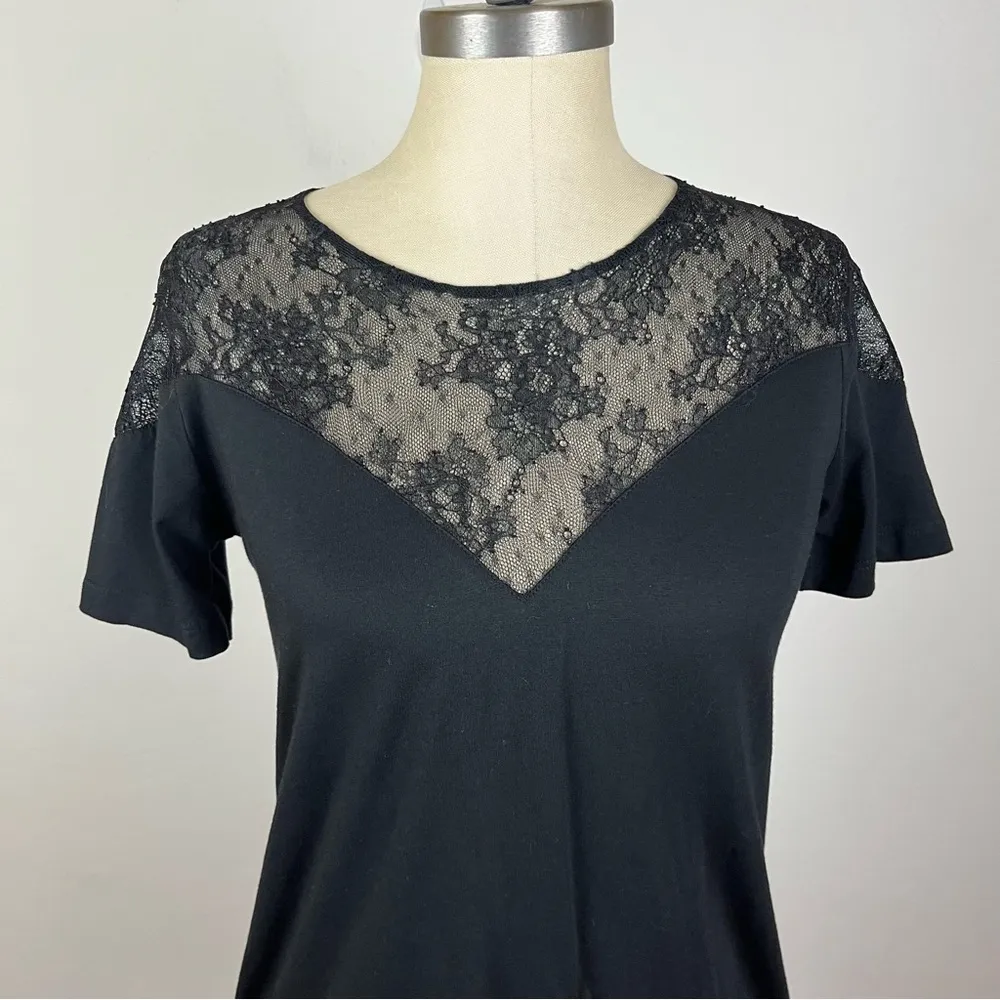 Maje Black Lace Short Sleeve Top - Image 3